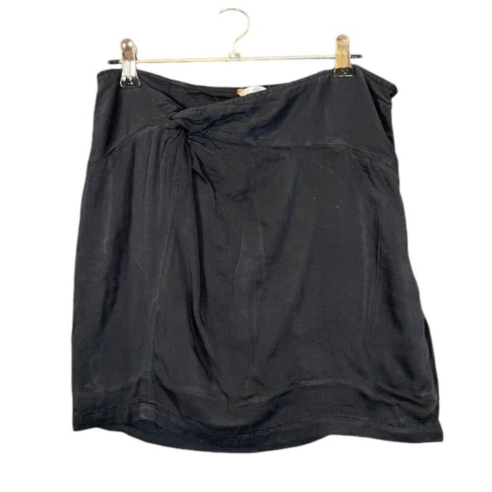 Free People Twist Front Double Layer stretch Mini Skirt Black Side Zip Size‎ 8